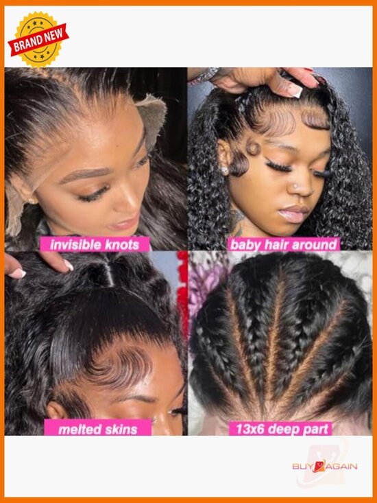 30 Inch 13x6 HD Lace Front Wig Human Hair 200 Density Deep Part Curly main image 5